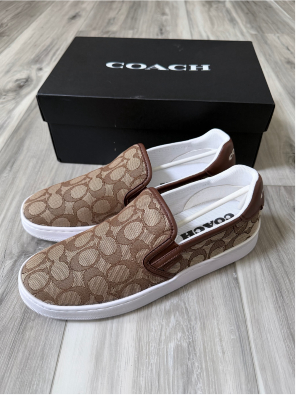 Coach Westlyn Jacquard Slip On Sneakers Khaki Signature C Women 8.5 C9076
